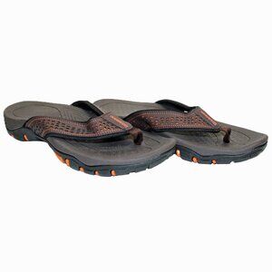 Mens Sport Flip Flops Comfort Casual Thong Sandal Outdoor Brown Orange Size 9/10